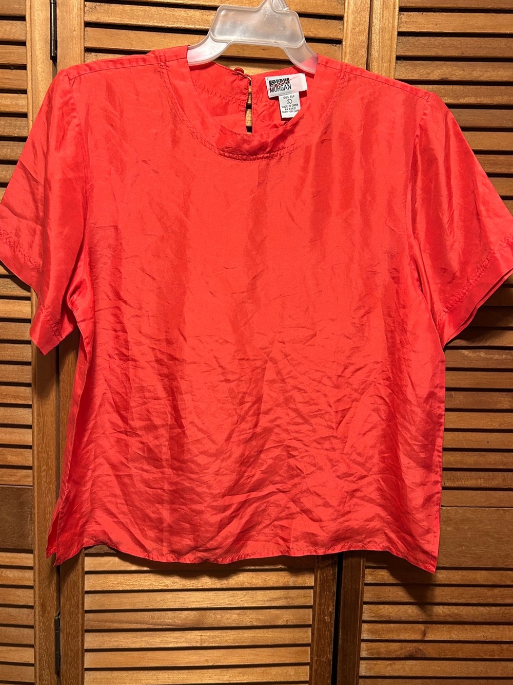 Vintage Sarah Morgan Orange Short-Sleeve Silk Top